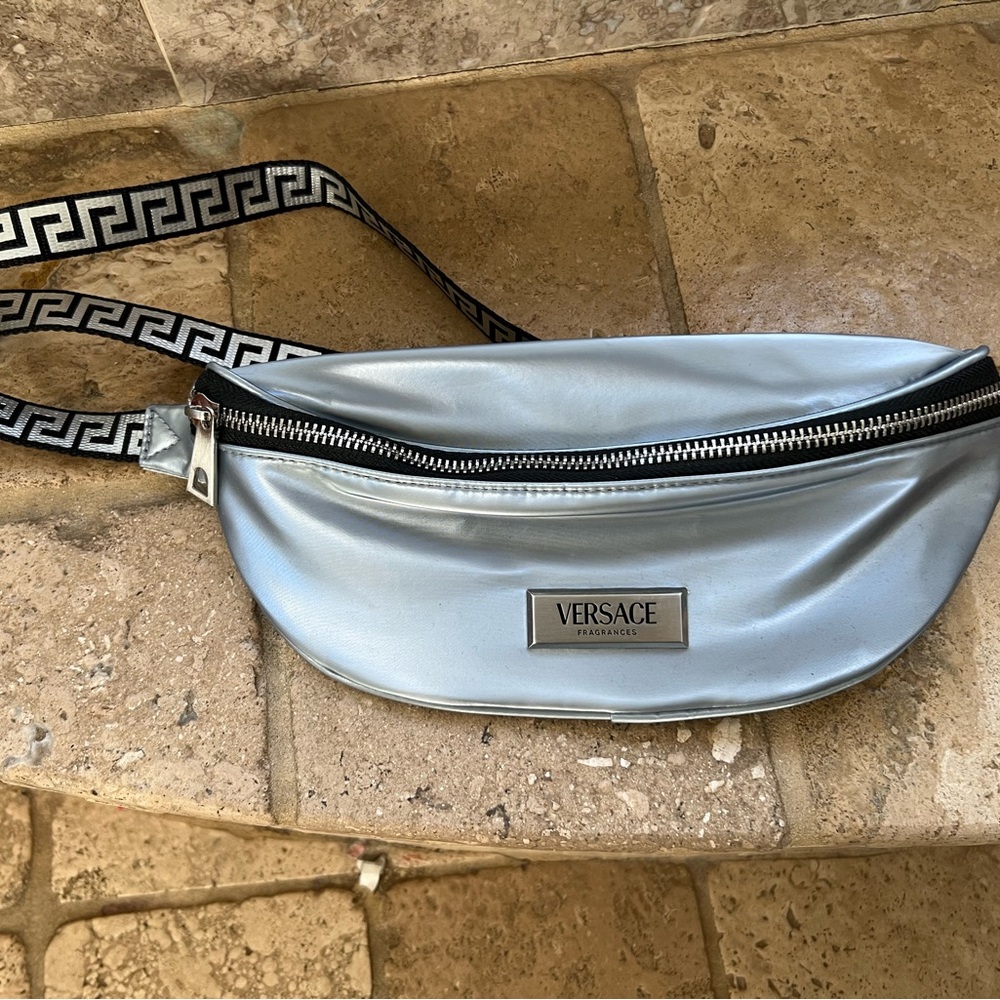 Versace Metallic Silver Waist Bag